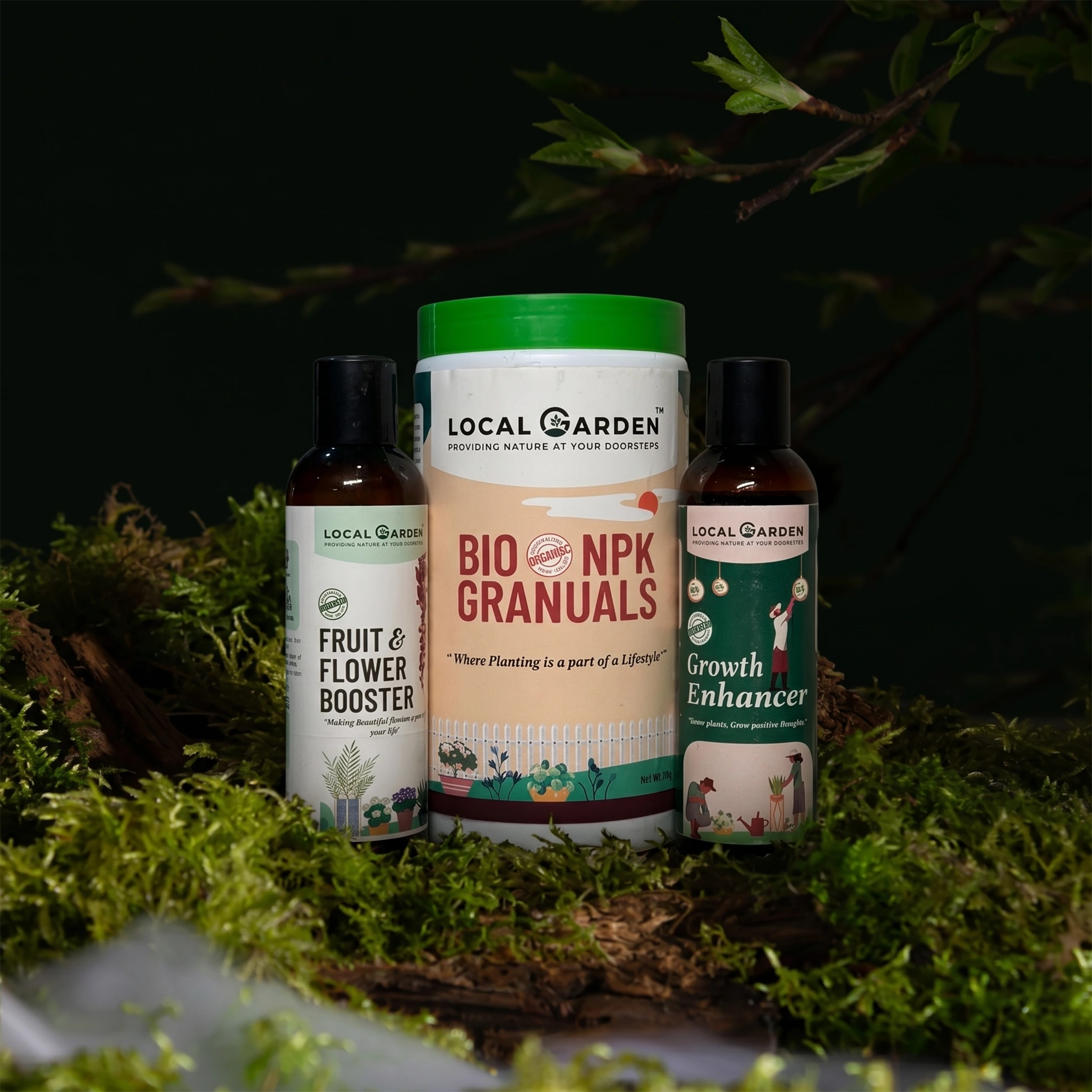 Plant Growth Enhancer + Flower & Fruit Booster + Bio NPK Granules